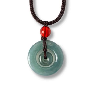 Liniste si Protectie ,   Colier Talisman Peace Lock din Jad Albastru de Guatemala