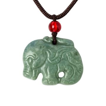 Noroc si Protectie ,   Colier Elefant din Jad Natural de Rusia