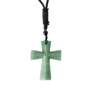 Noroc si Vindecare ,   Colier Cruce din Aventurin Verde Natural