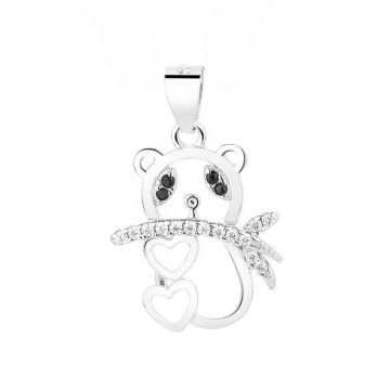Pandantiv argint 925, JW1600, model panda, placat cu rodiu