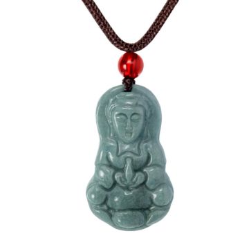 Protectie si Intelepciune ,   Colier Guanyin din Jad Albastru de Guatemala