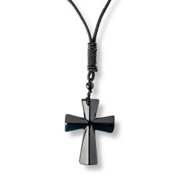 Putere si Protectie ,   Colier Cruce din Obsidian Natural