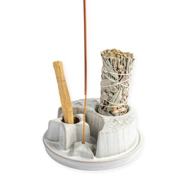 Suport ceramic 3 in 1 Semiluna Stea ,   Palo Santo, Salvie si Betisoare