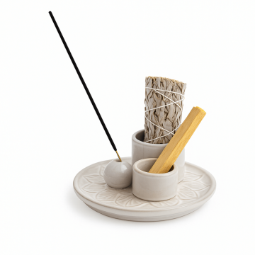 Suport ceramica ab Triplu de Aromaterapie ,   Ritual Complet pentru Armonie