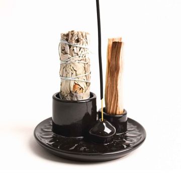 Suport ceramica pentru salvie, palo santo si betisoare ,   Eleganta si purificare