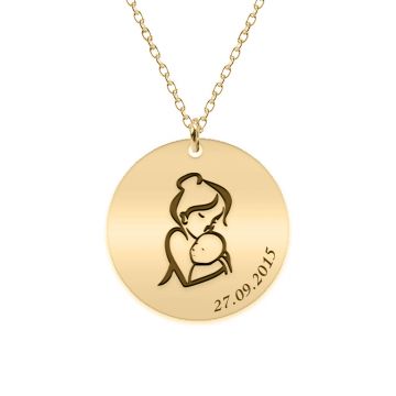 Ami - Colier personalizat mama si bebe din Aur galben 14 karate - 16mm