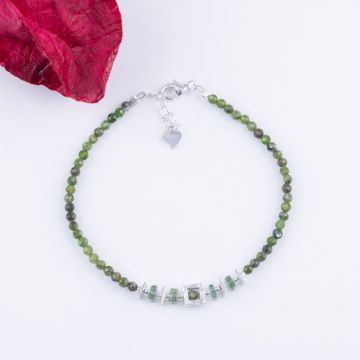 Bratara argint din ametist de 2 mm, cu element cubic din argint 925