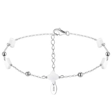 Bratara de glezna argint 925, JW1805, model trifoi, placata cu rodiu