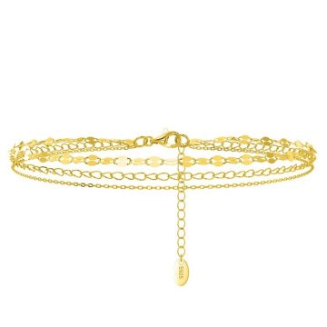 Bratara de glezna argint 925, JW1813, model triplu, placata cu aur