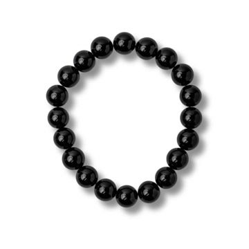 Bratara din Agat Negru Natural cu Margele Rotunde ,   Echilibru, Protectie si Ancorare