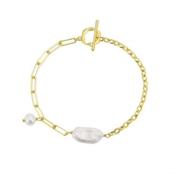 Bratara din argint 925 pentru dama, JW1702, model perlute, placata cu aur