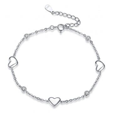 Bratara din argint 925 pentru dama, JW1789, model inimioare, placata cu rodiu