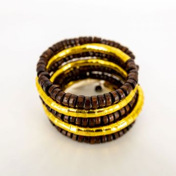 Bratara spiralata aurie  lemn exotic ,   accesoriu statement