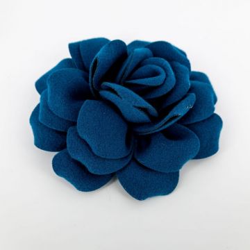 Brosa floare albastra cu diametru de 20 cm din stofa, cu clips si ac