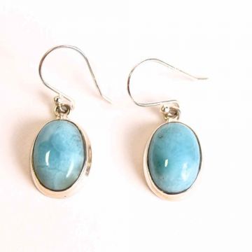 Cercei Argint 925 cu Larimar Oval ,   Armonie si Linstire Interioara