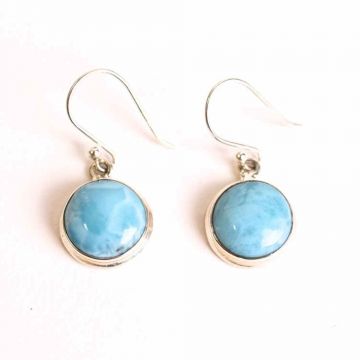Cercei Argint 925 cu Larimar Rotund ,   Armonie si Linstire Interioara