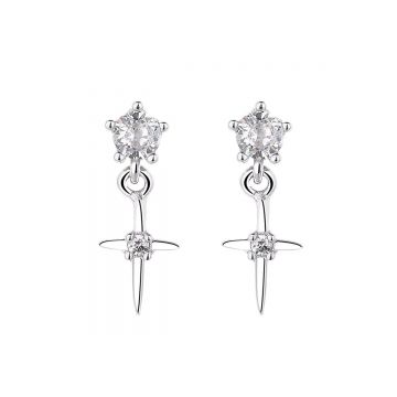 Cercei argint 925, JW1615, model cruce, placati cu rodiu