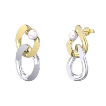 Cercei argint 925, JW1729, model lant, placati cu aur