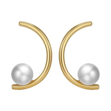 Cercei argint 925, JW1734, model semicerc si perla, placati cu aur