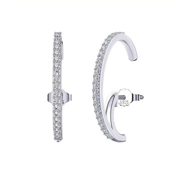 Cercei argint 925, JW1772, model semicerc, placati cu rodiu