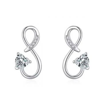 Cercei argint 925, JW1828, model infinit, placati cu rodiu