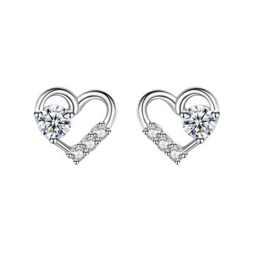 Cercei argint 925, JW1836, model inima, placati cu rodiu