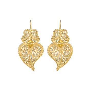 Cercei Argint Aurit - Coracao de Viana, 3.5 cm