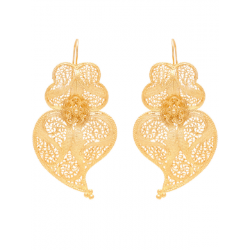 Cercei Argint Aurit - Coracao de Viana Grande