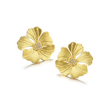 Cercei Argint Aurit Flower