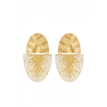 Cercei Argint Aurit - Poem Grande Oval