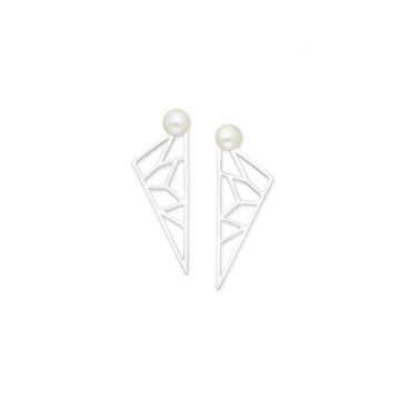 Cercei Argint cu Perlă - Geometry Glow