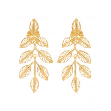 Cercei Argint Placat cu Aur - Folhas
