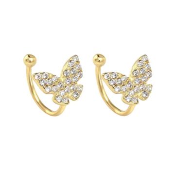 Cercei ear cuffs argint 925, JW1679, model fluture, placat cu aur