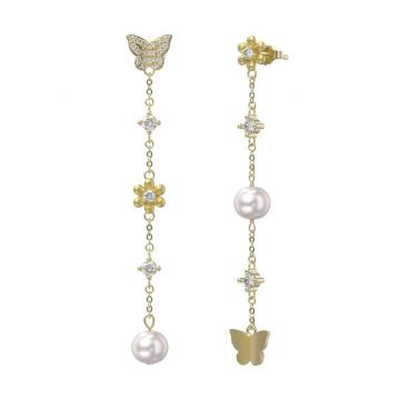 Cercei lungi argint 925, JW1730, model fluture, placati cu aur