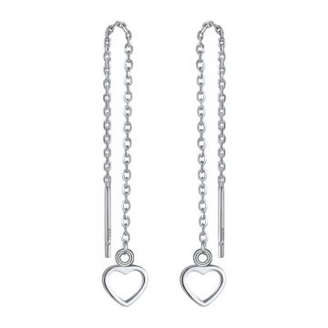 Cercei lungi argint 925, JW1802, model inimioara, placati cu rodiu