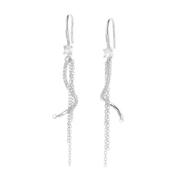 Cercei lungi de argint 925, JW1613, model cu pietre, placati cu rodiu