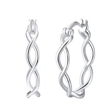 Cercei rotunzi argint 925, JW1781, model impletit, placati cu rodiu