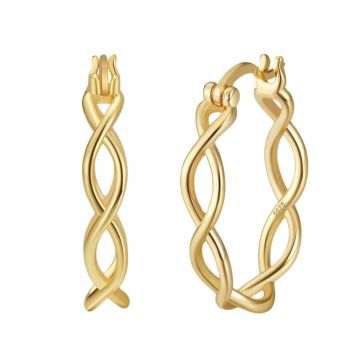 Cercei rotunzi argint 925, JW1782, model impletit, placati cu aur