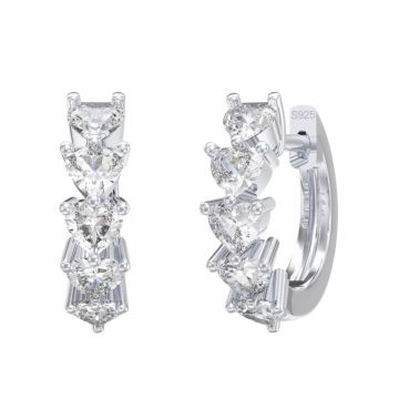 Cercei rotunzi argint 925, JW1798, model cu zirconiu, placati cu rodiu