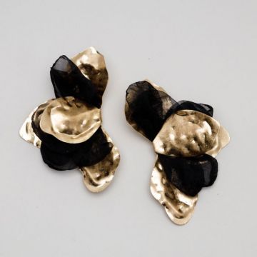 Cercei spectaculosi metalici, negru cu auriu