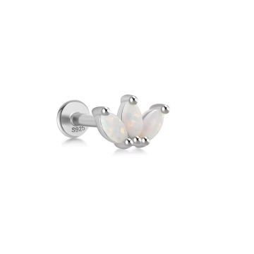 Cercel piercing argint 925, JW1682, model Opal, placat cu rodiu