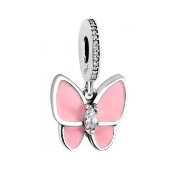 Charm/talisman argint 925, JW1644, model fluture roz, placat cu rodiu