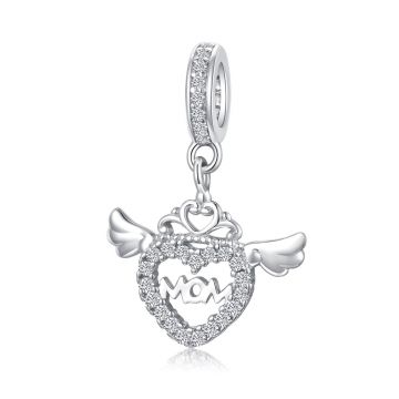 Charm/talisman argint 925, JW1646, model Angel mom, placat cu rodiu