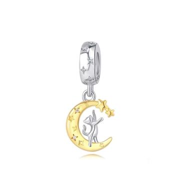 Charm/talisman argint 925, JW1648, model semiluna, placat cu rodiu