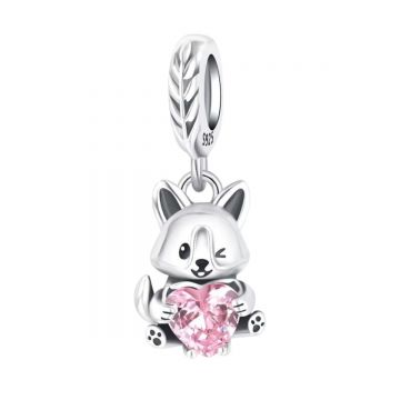 Charm/talisman argint 925, JW1651, model pisica, placat cu rodiu