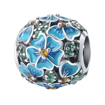 Charm/talisman argint 925, JW1655, model floral, placat cu rodiu