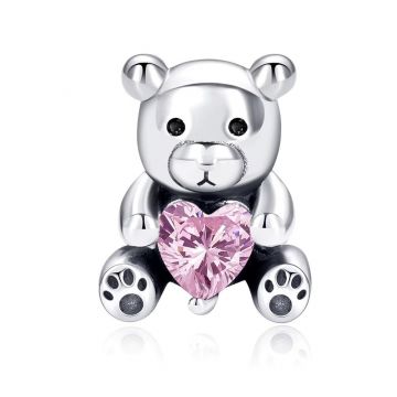 Charm/talisman argint 925, JW1666, model ursulet, placat cu rodiu