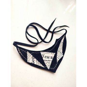 Colier alb negru  din piele naturala