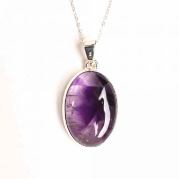 Colier argint 925 cu piatra naturala Atomic Trapiche Amethyst ,   Claritate si Protectie Spirituala