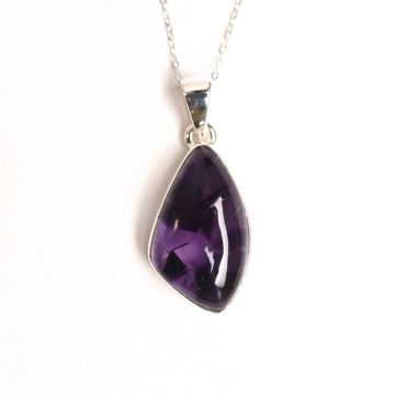 Colier argint 925 cu piatra naturala Atomic Trapiche Amethyst forma marquise ,   Intuitie si Protectie Spirituala